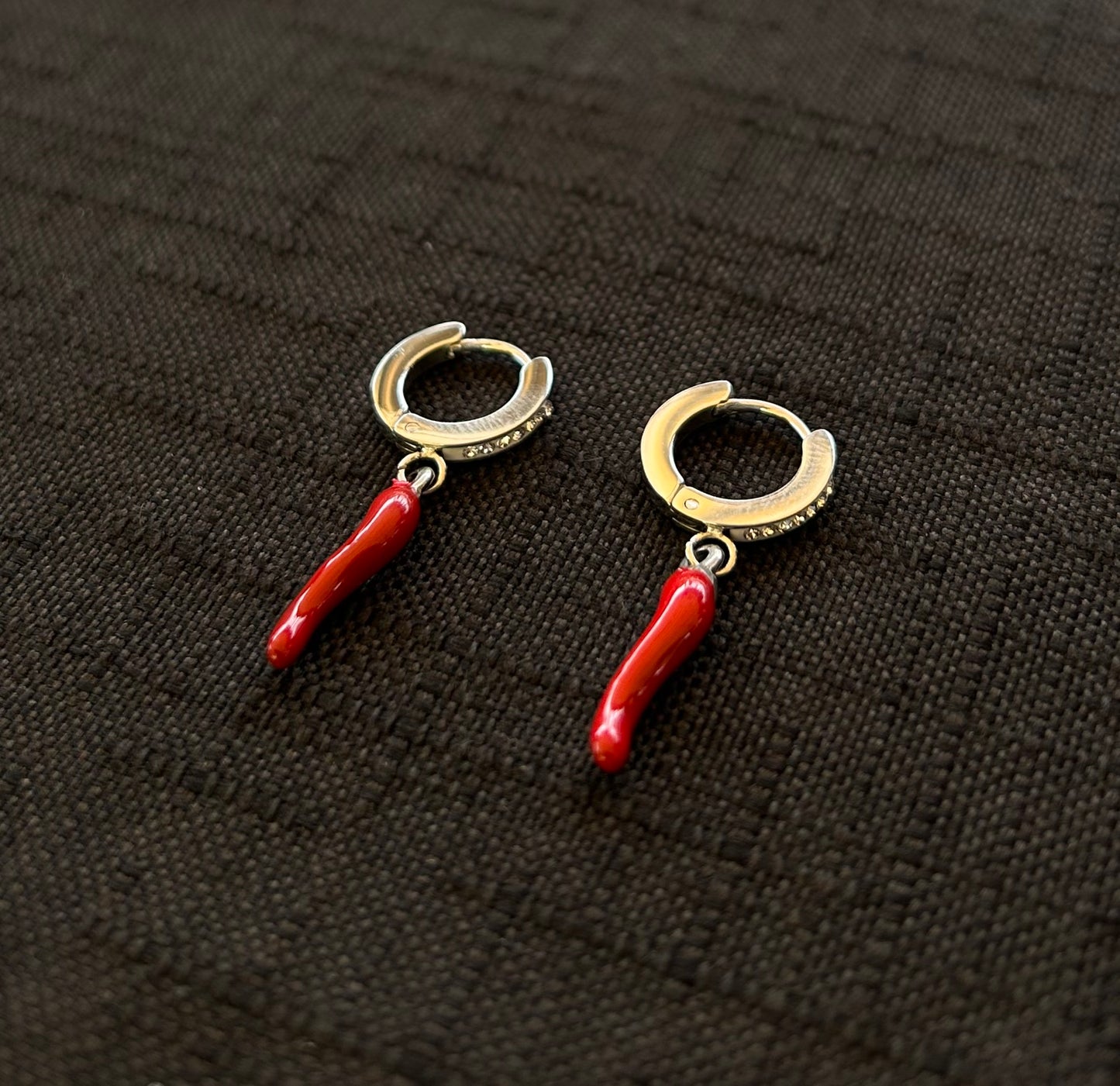 Orecchini con peperoncino in acciaio