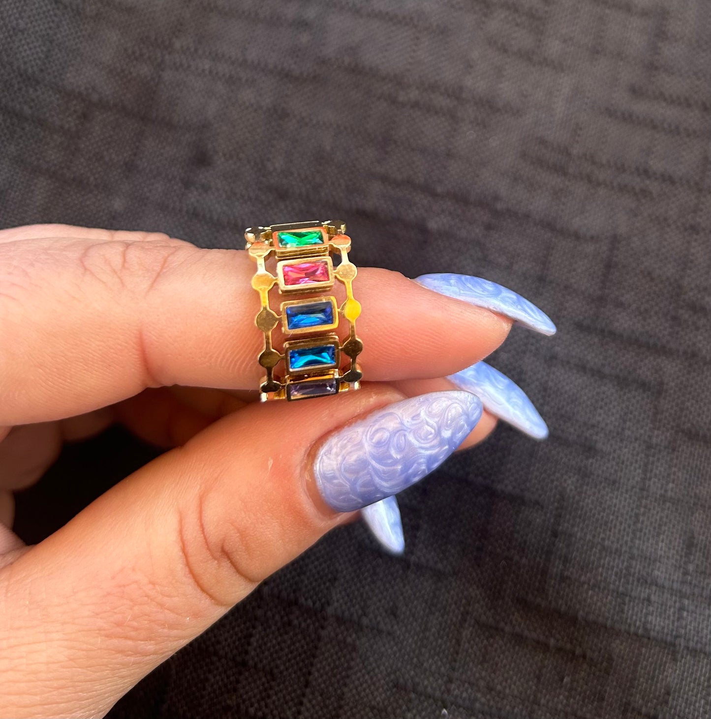 Anello rainbow in acciaio regolabile