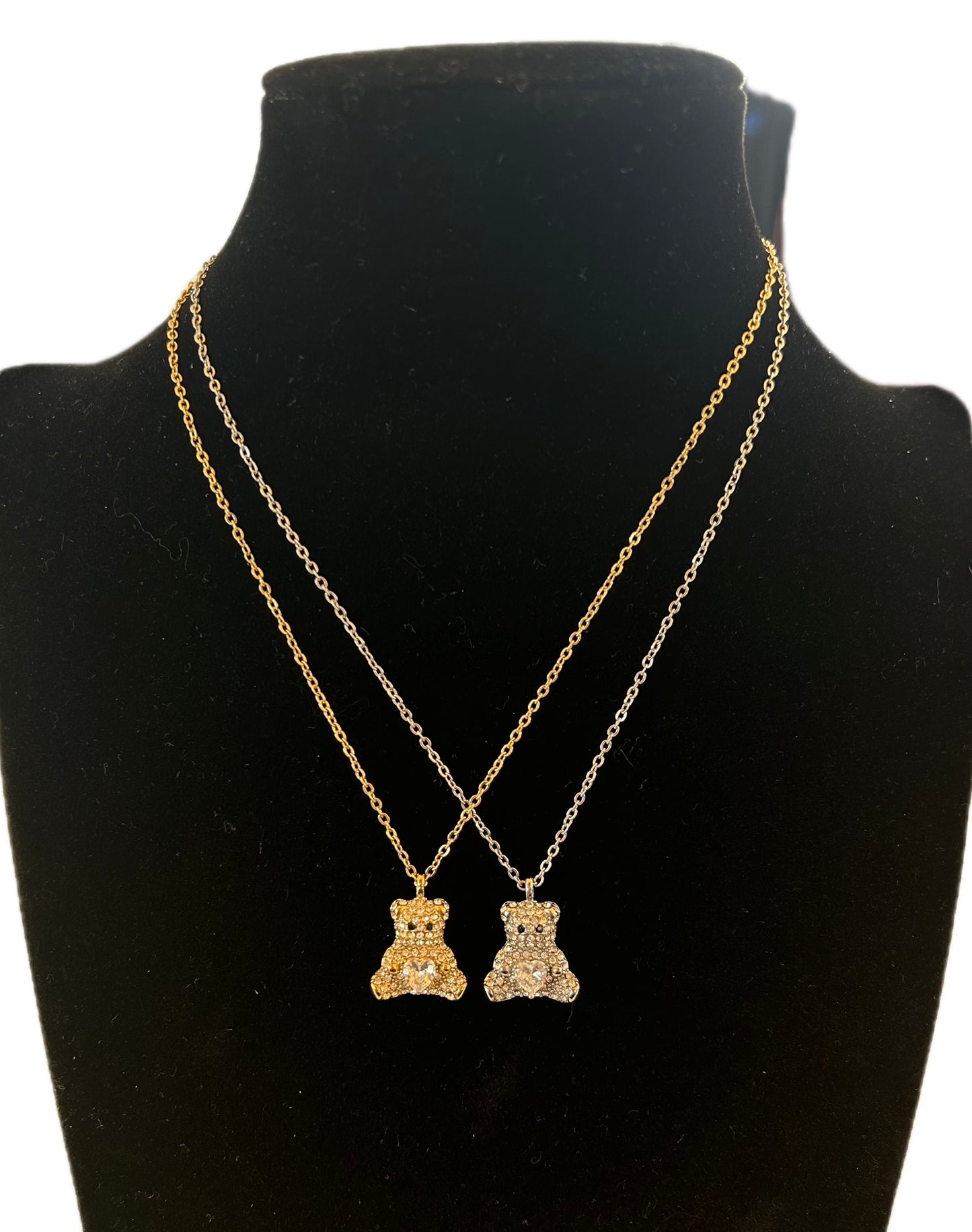 Collana teddy con strass in acciaio