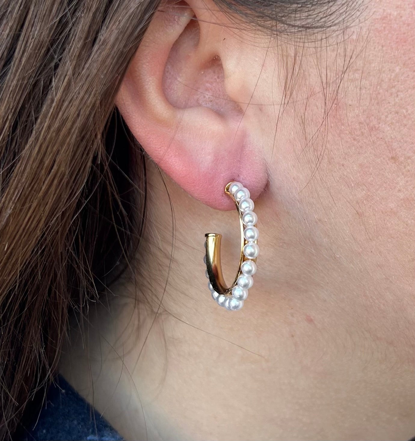 Orecchini A Cerchio Con Perlina Acciaio Inox - 20mm Diametro, 2 Pezzi, Lucidati A Specchio - Foto 10