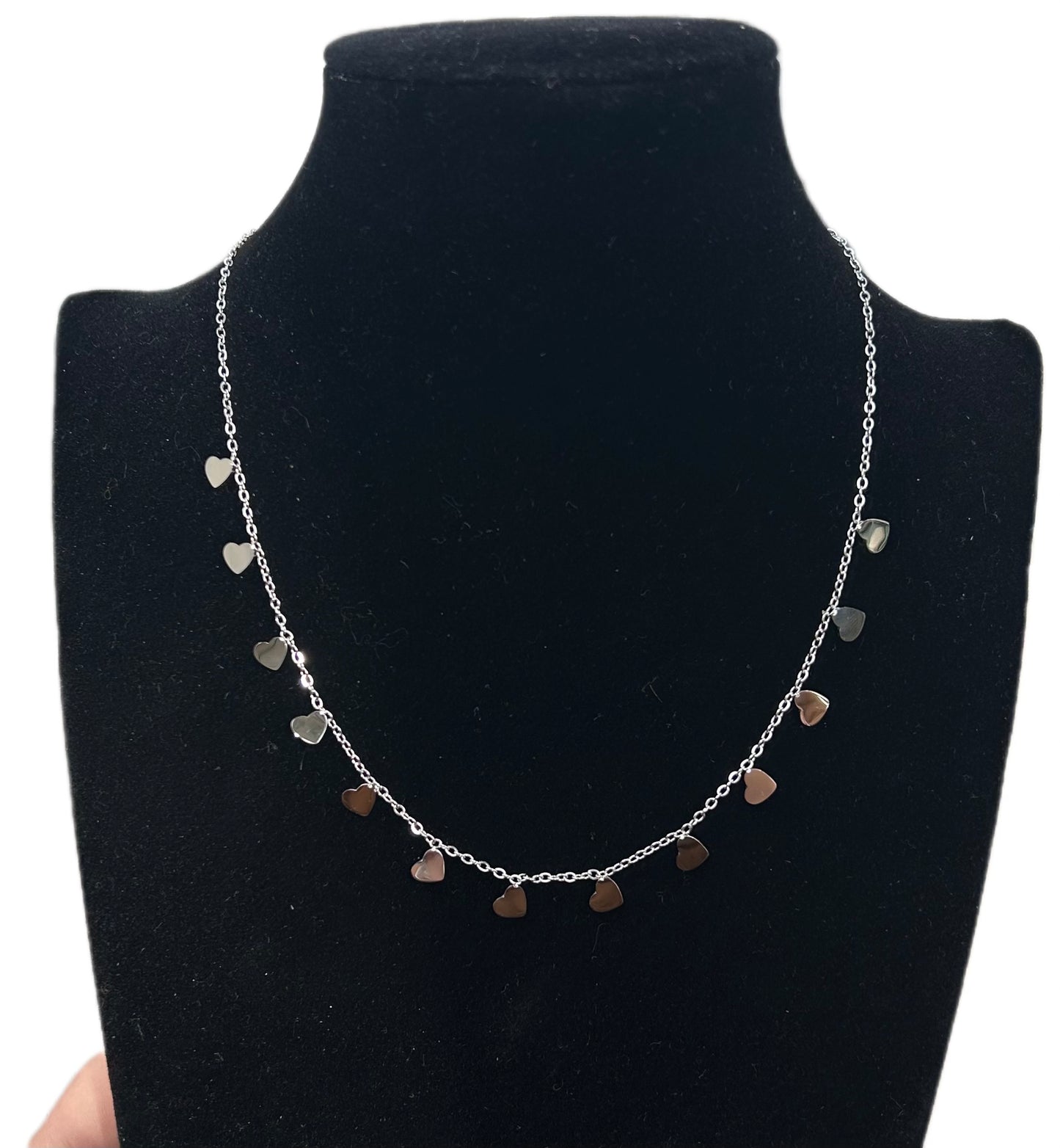 Collana con cuoricini argento in acciaio