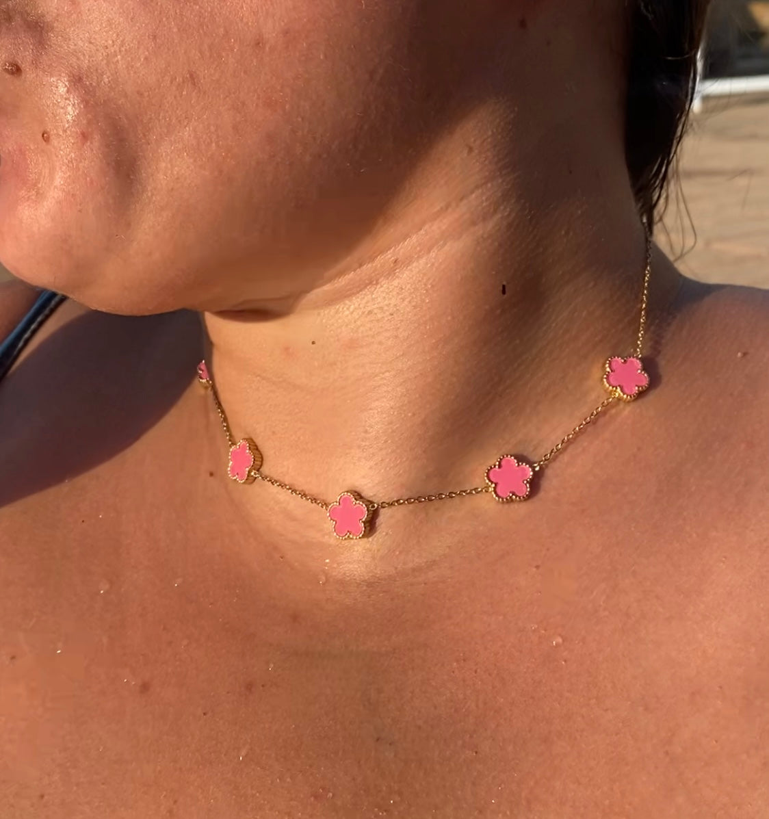 Collana fiori in acciaio