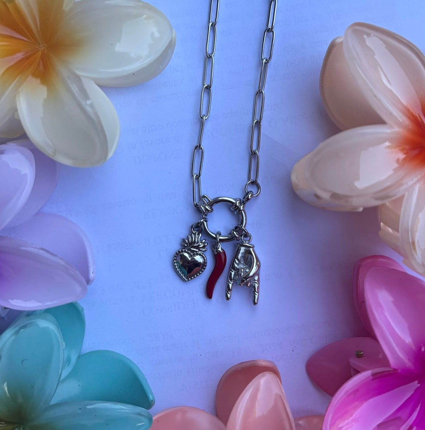 Collana Pepper in acciaio color argento