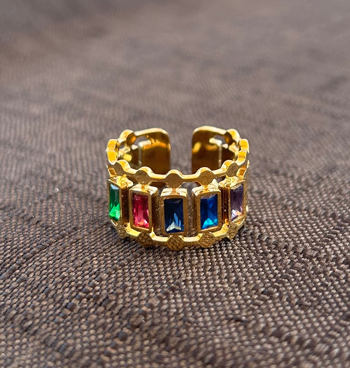 Anello rainbow in acciaio regolabile